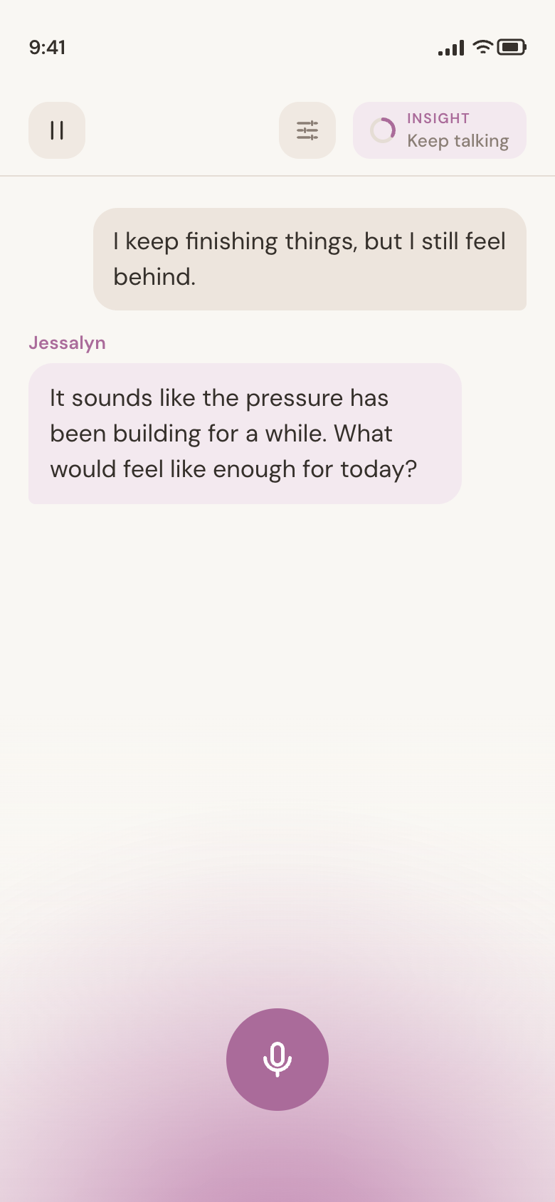 A live voice session with Jessalyn